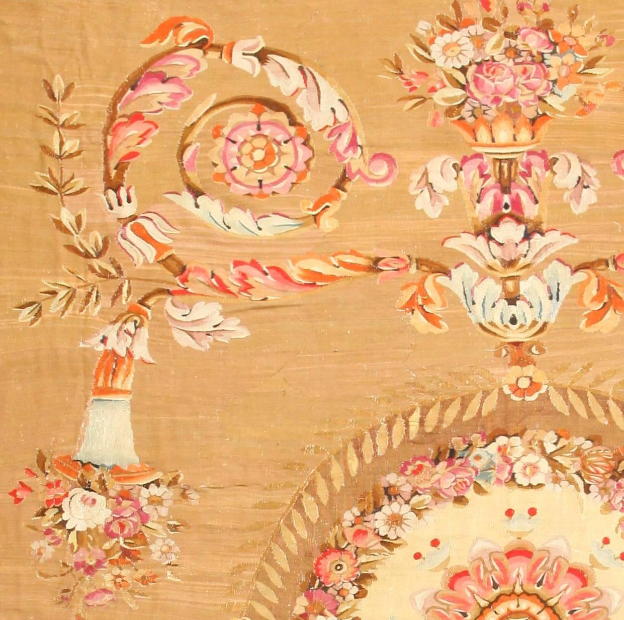 Nazmiyal Collection Antique French Aubusson Carpet. 15 ft 4 in x 16 ft