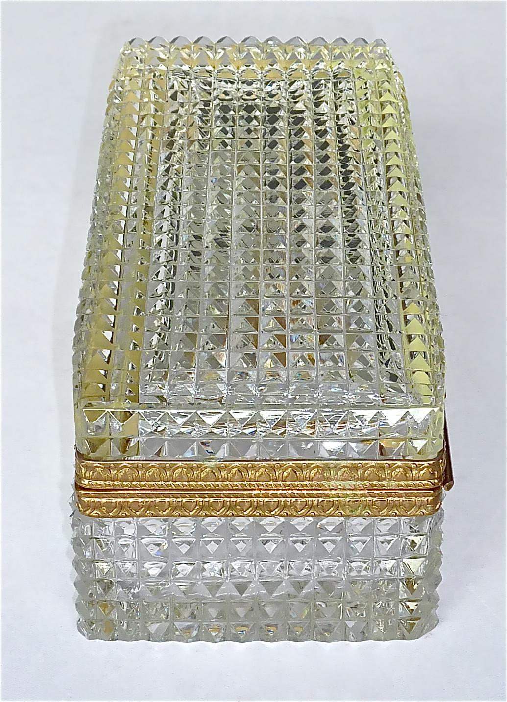 Large Antique French Baccarat Att. Crystal Glass Brass Jewelry Vanity Box Casket 7