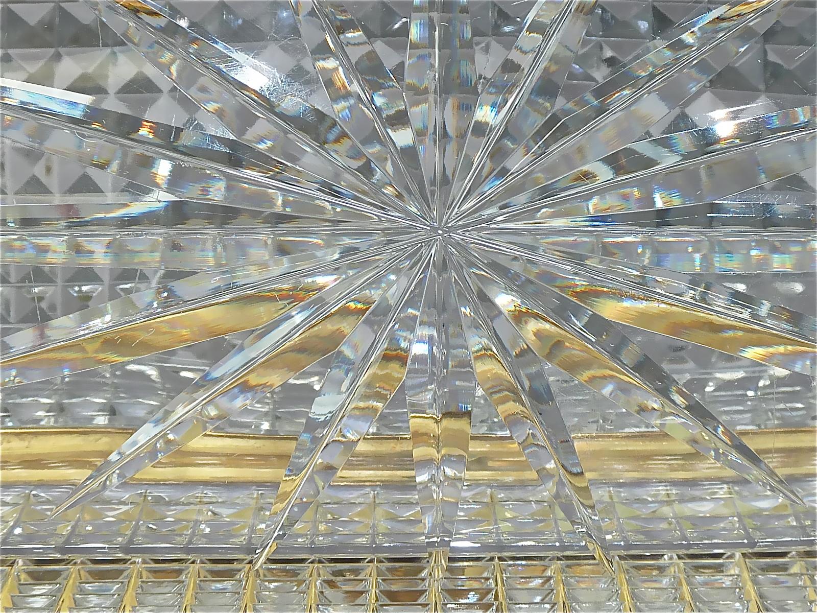 Early 20th Century Large Antique French Baccarat Att. Crystal Glass Brass Jewelry Vanity Box Casket