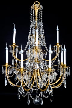 Large Antique French Baccarat Style Louis XVI Ormolu and Cut Crystal Chandelier