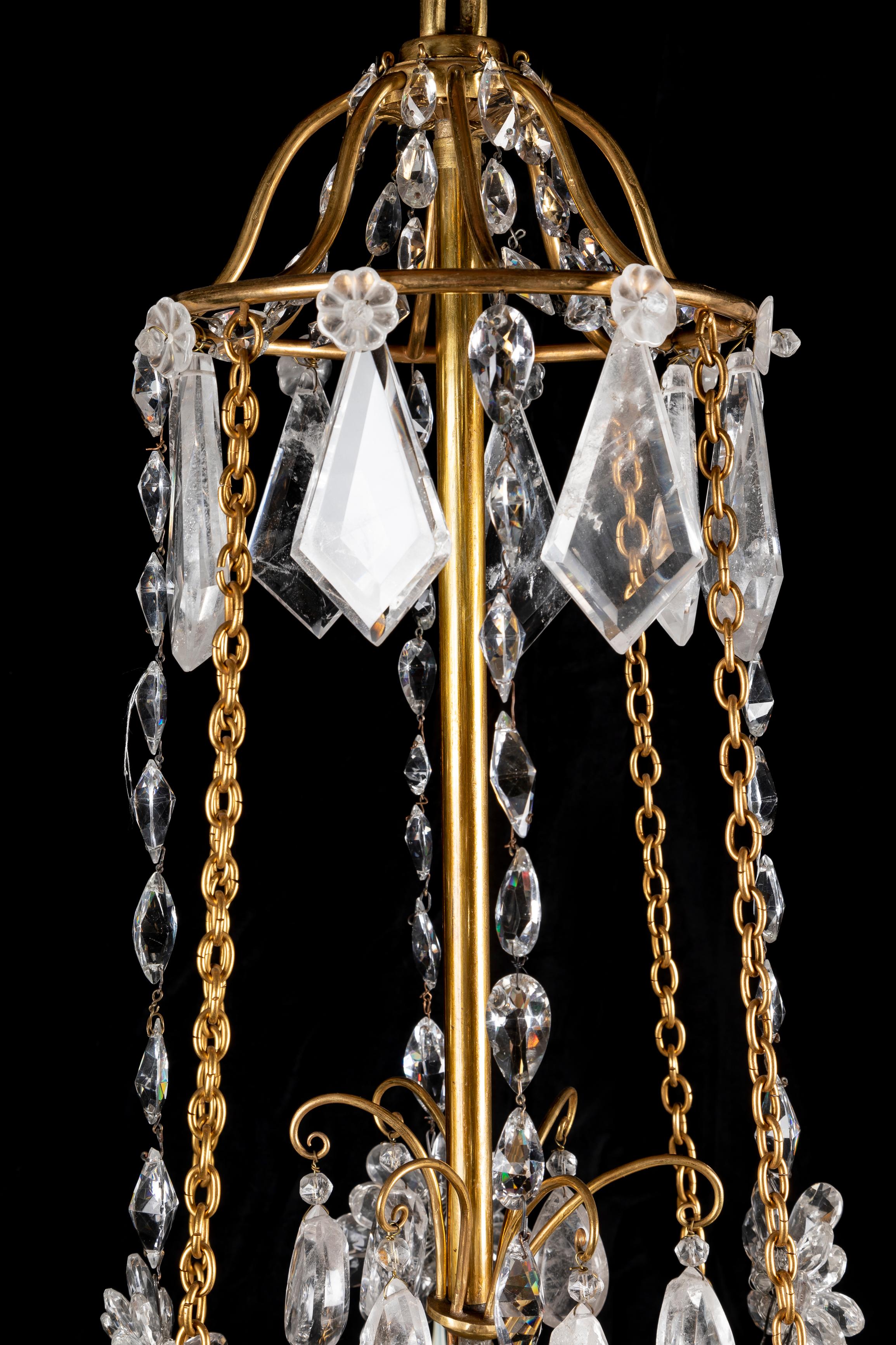 Großer Antique French Bagues Louis XVI St Ormolu und geschliffener Bergkristall-Kronleuchter im Angebot 6