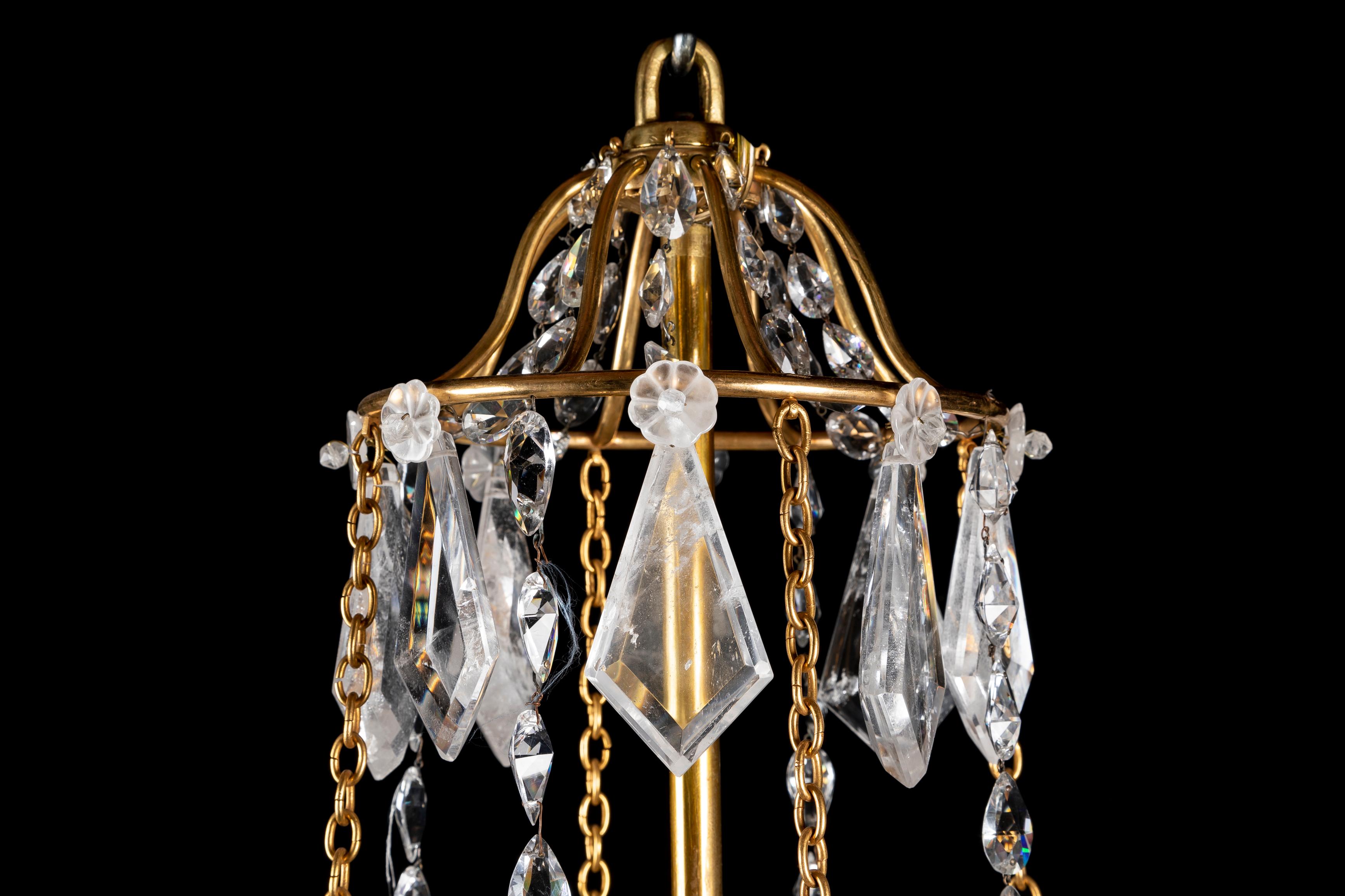 Großer Antique French Bagues Louis XVI St Ormolu und geschliffener Bergkristall-Kronleuchter im Angebot 7