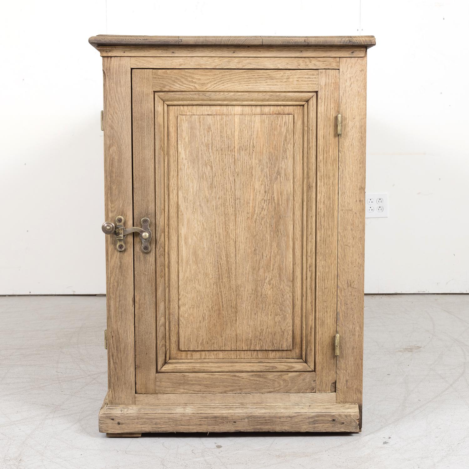 Large Antique French Bleached Oak Icebox Cabinet or Island 10