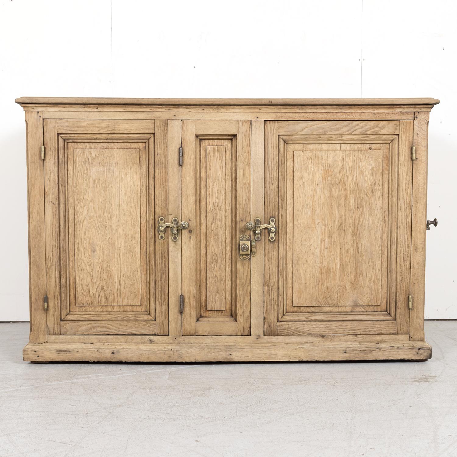 Large Antique French Bleached Oak Icebox Cabinet or Island In Good Condition In Birmingham, AL