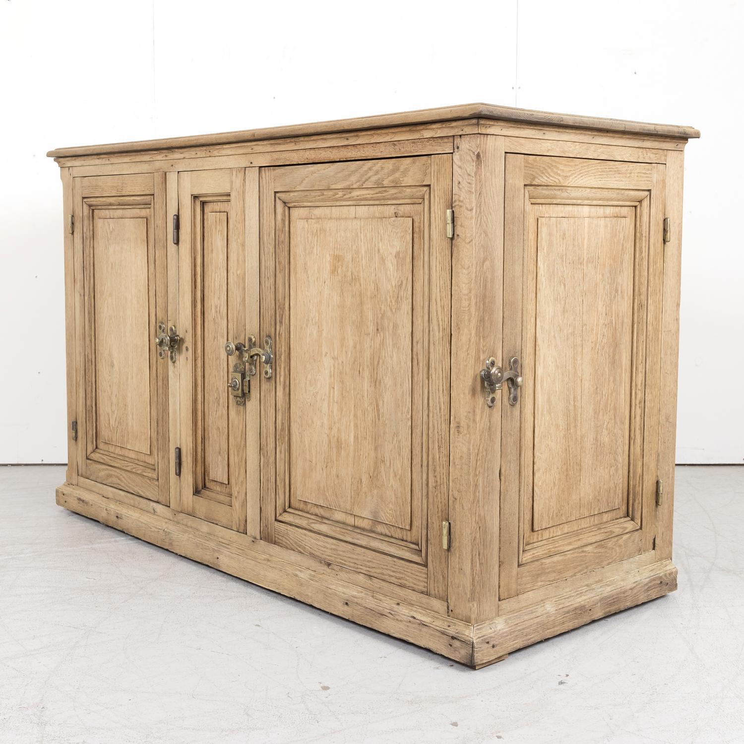 Early 20th Century Large Antique French Bleached Oak Icebox Cabinet or Island