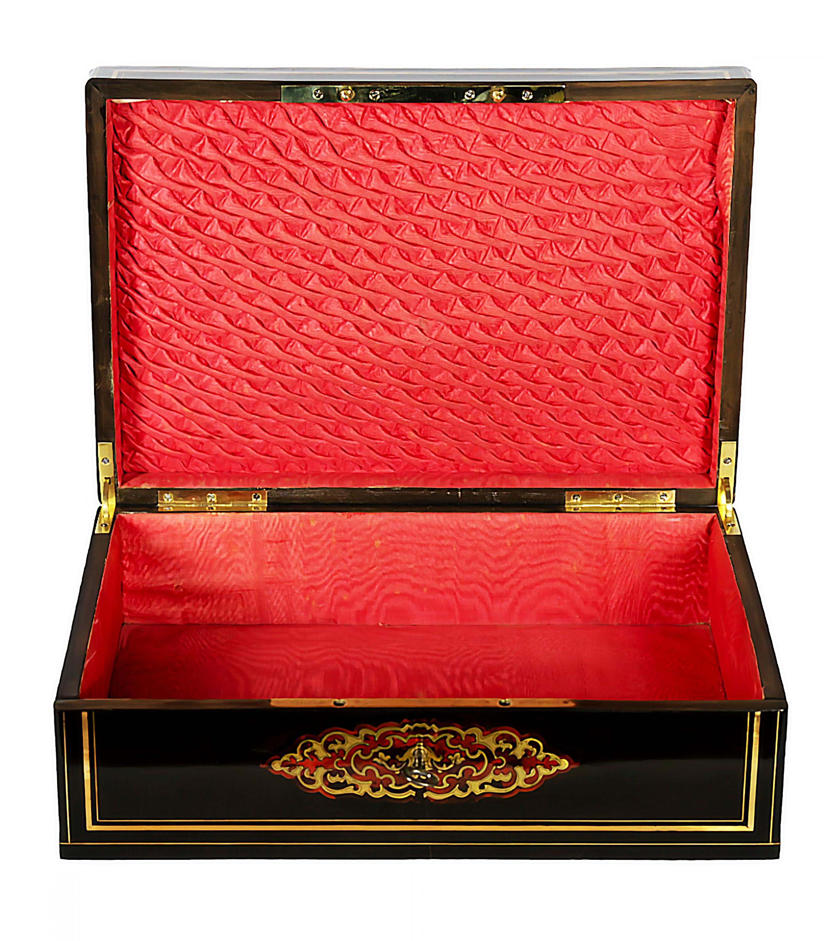 19th Century Large Antique French Boulle Napoleon III Marquetry Box For Sale