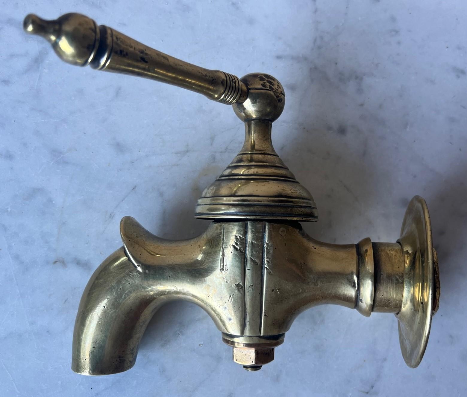 Large Antique French Brass Wall Faucet 5