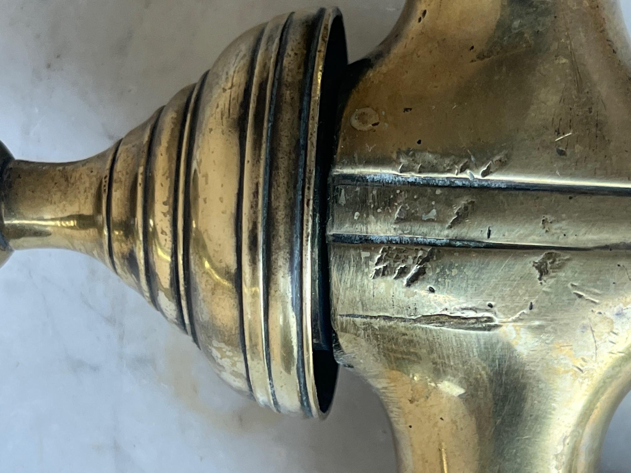 Large Antique French Brass Wall Faucet In Good Condition In Ross, CA