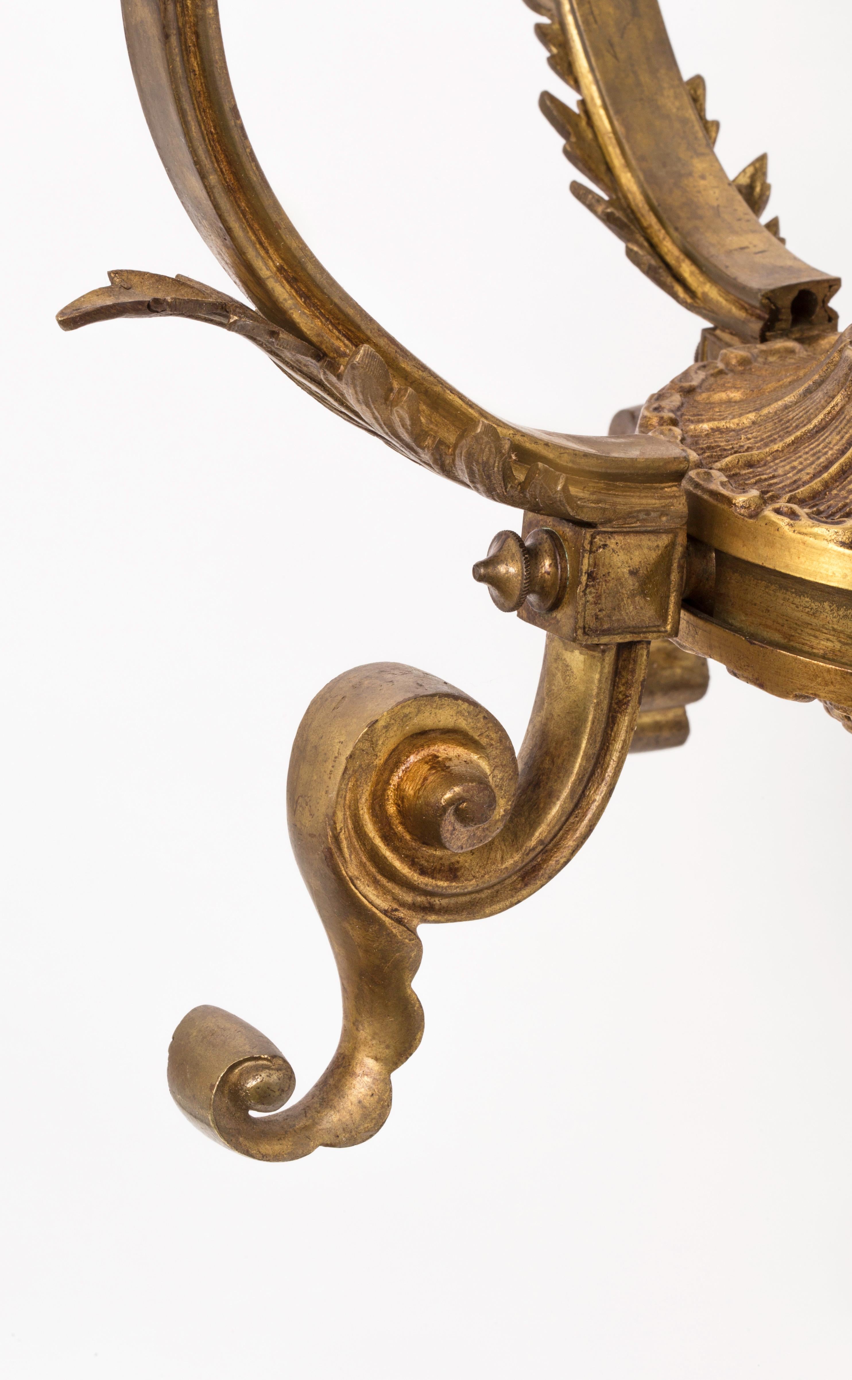 Early 20th Century Large, Antique French Gilt Bronze Wall Sconces, Pair For Sale