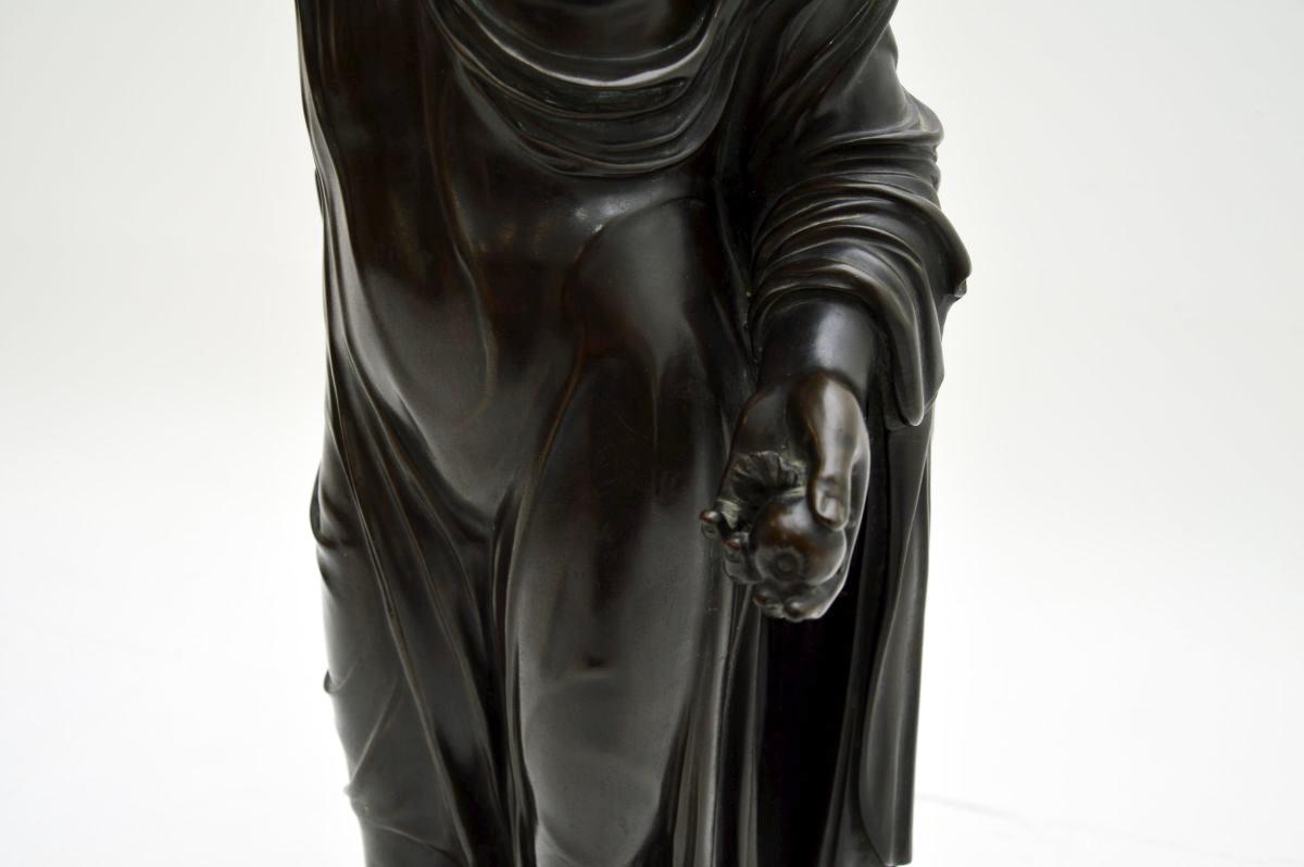Large Antique French Bronze Neoclassical Robed Lady For Sale 6