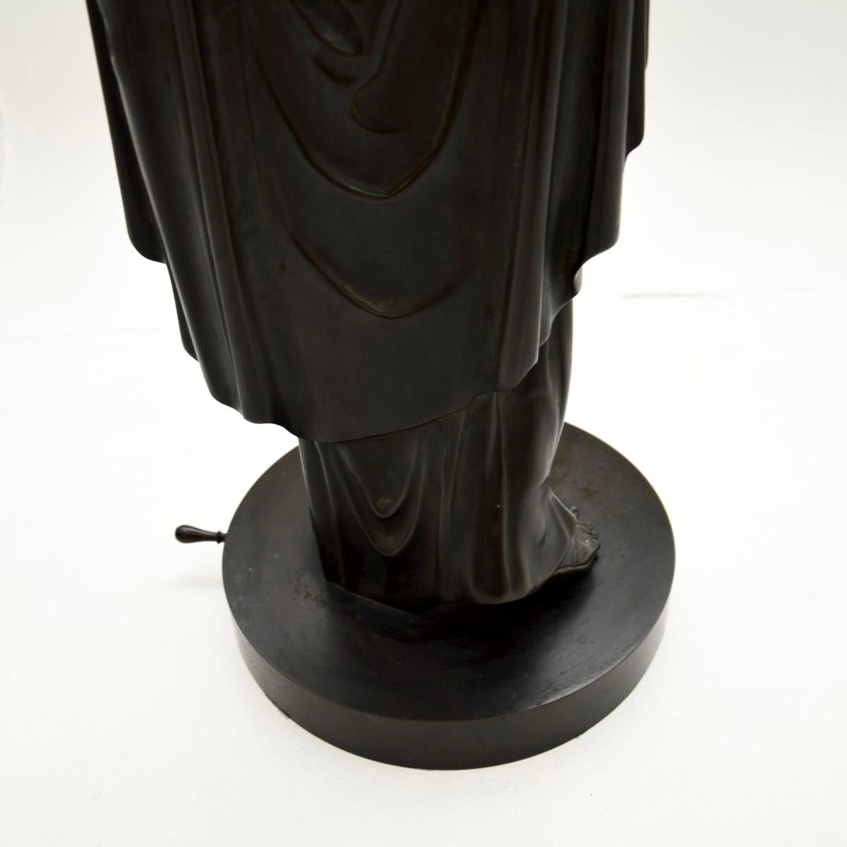 Large Antique French Bronze Neoclassical Robed Lady For Sale 9