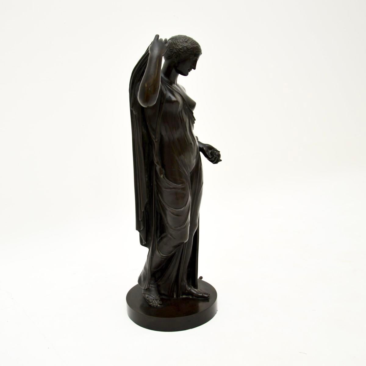 Late 19th Century Large Antique French Bronze Neoclassical Robed Lady For Sale