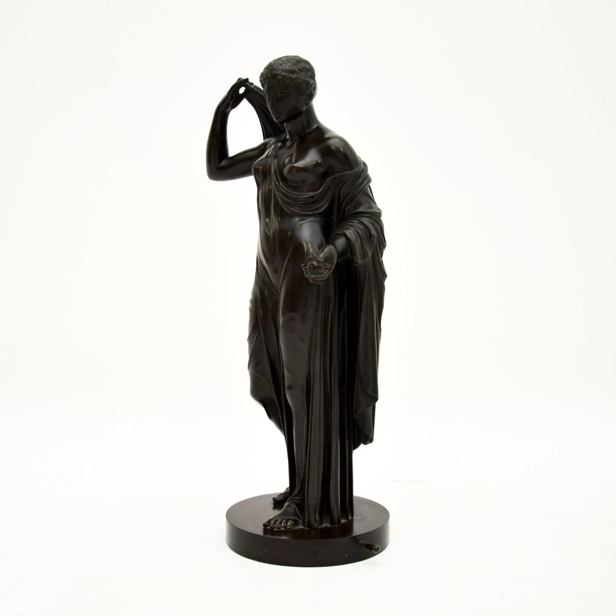 Large Antique French Bronze Neoclassical Robed Lady For Sale 1