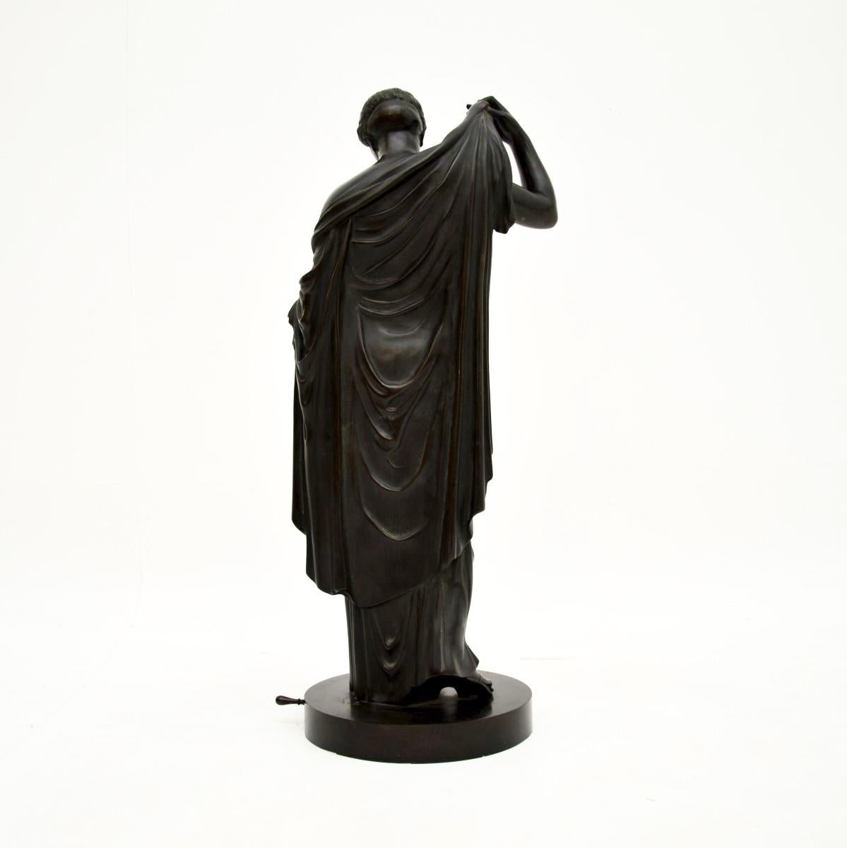 Large Antique French Bronze Neoclassical Robed Lady For Sale 2