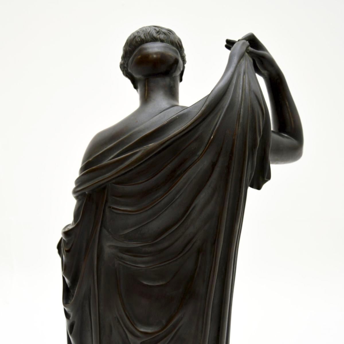Large Antique French Bronze Neoclassical Robed Lady For Sale 3