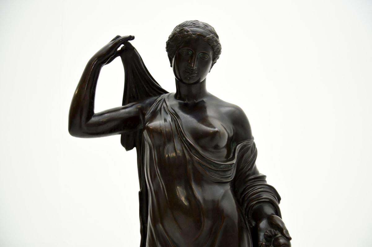 Large Antique French Bronze Neoclassical Robed Lady For Sale 4