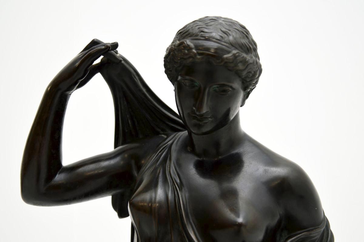 Large Antique French Bronze Neoclassical Robed Lady For Sale 5