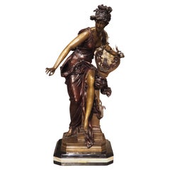 Large Antique French Bronze Statue "La Mélodie", Gaudez and Belleuse