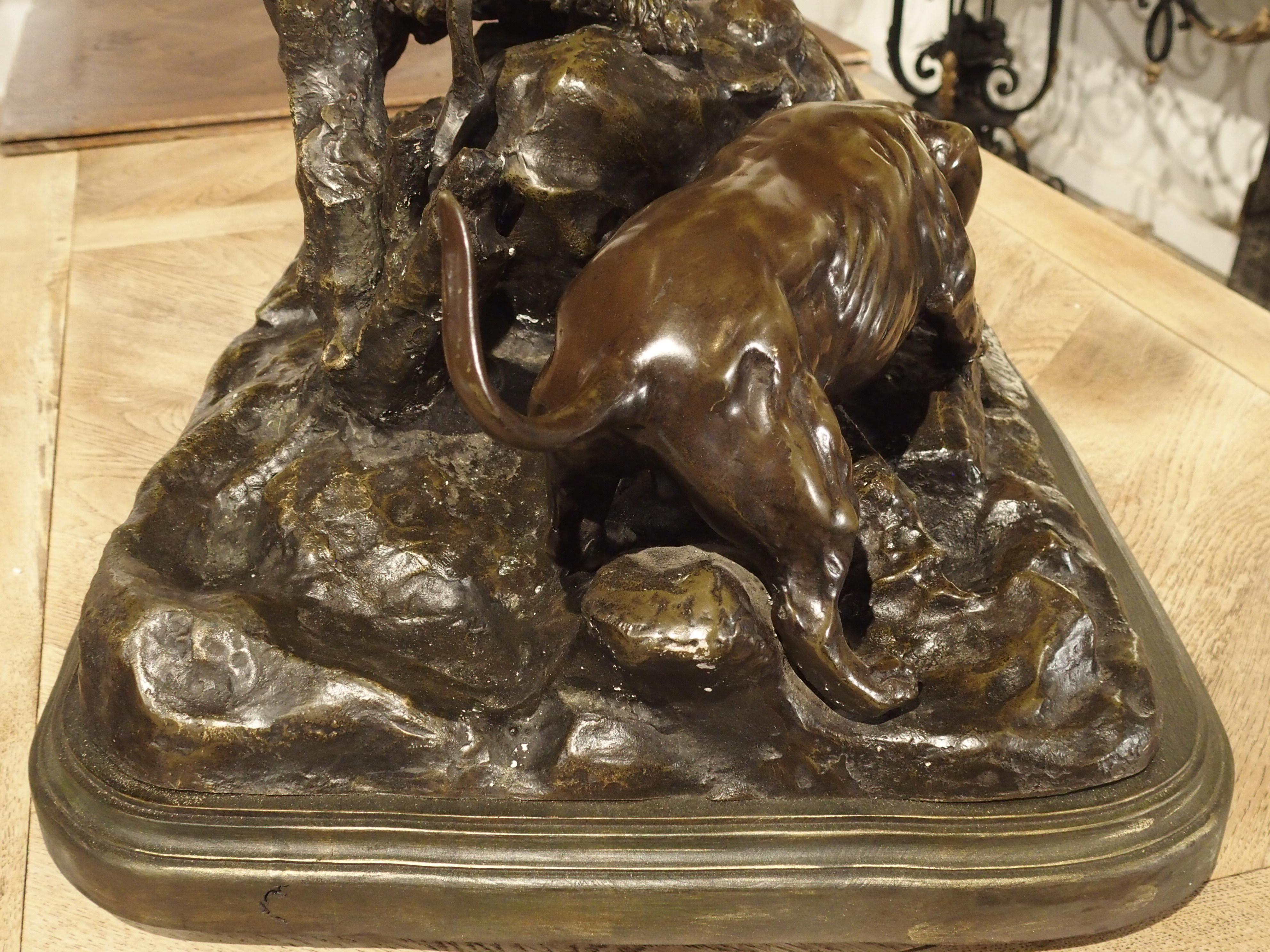 Large Antique French Bronze Statue of Hunting Dogs, Jules Moigniez 9