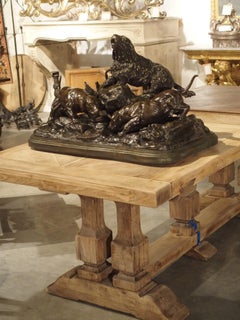 Large Antique French Bronze Statue of Hunting Dogs, Jules Moigniez