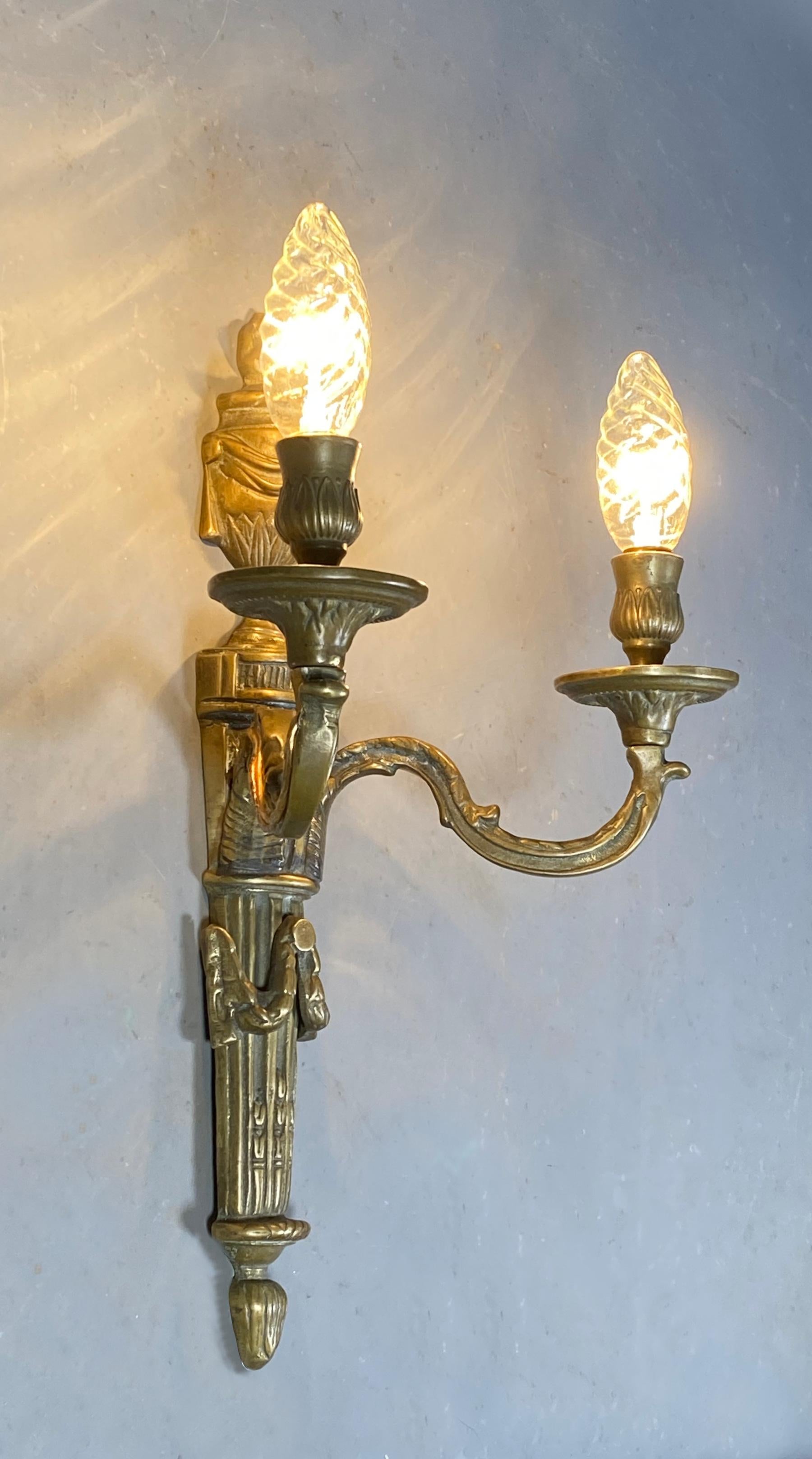 Large Antique French Bronze Wall Sconce Napoleon III For Sale 8
