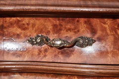 Large Antique French Burr Walnut Bombe Shaped Sideboard