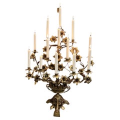 Large Used French Candelabra or Alter Ornament, circa 1900-Bouquet Shaped