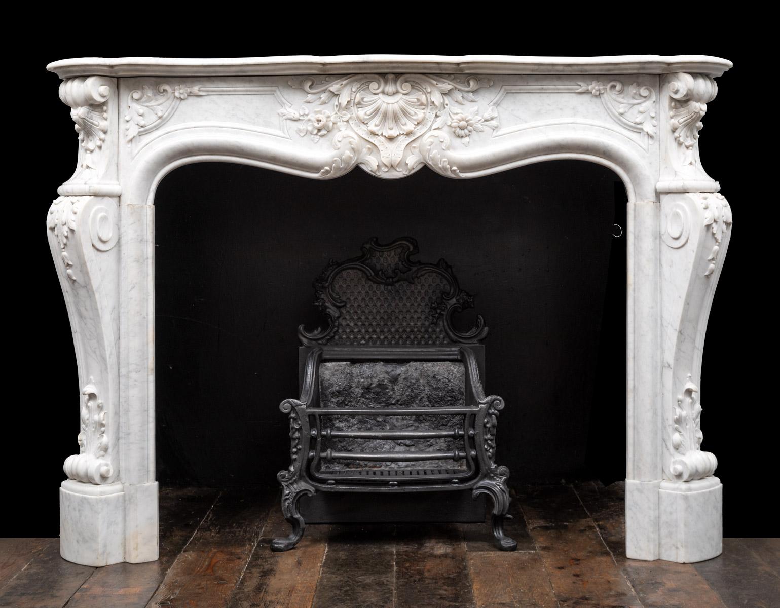 Large Antique French Carrara Marble Mantlepiece In Good Condition In Tyrone, Northern Ireland