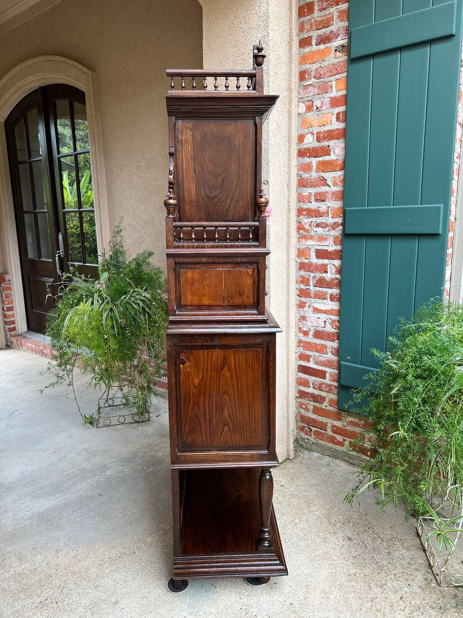 LARGE Antique French Carved Cabinet Bookcase Breton Brittany Display China c1890 For Sale 4