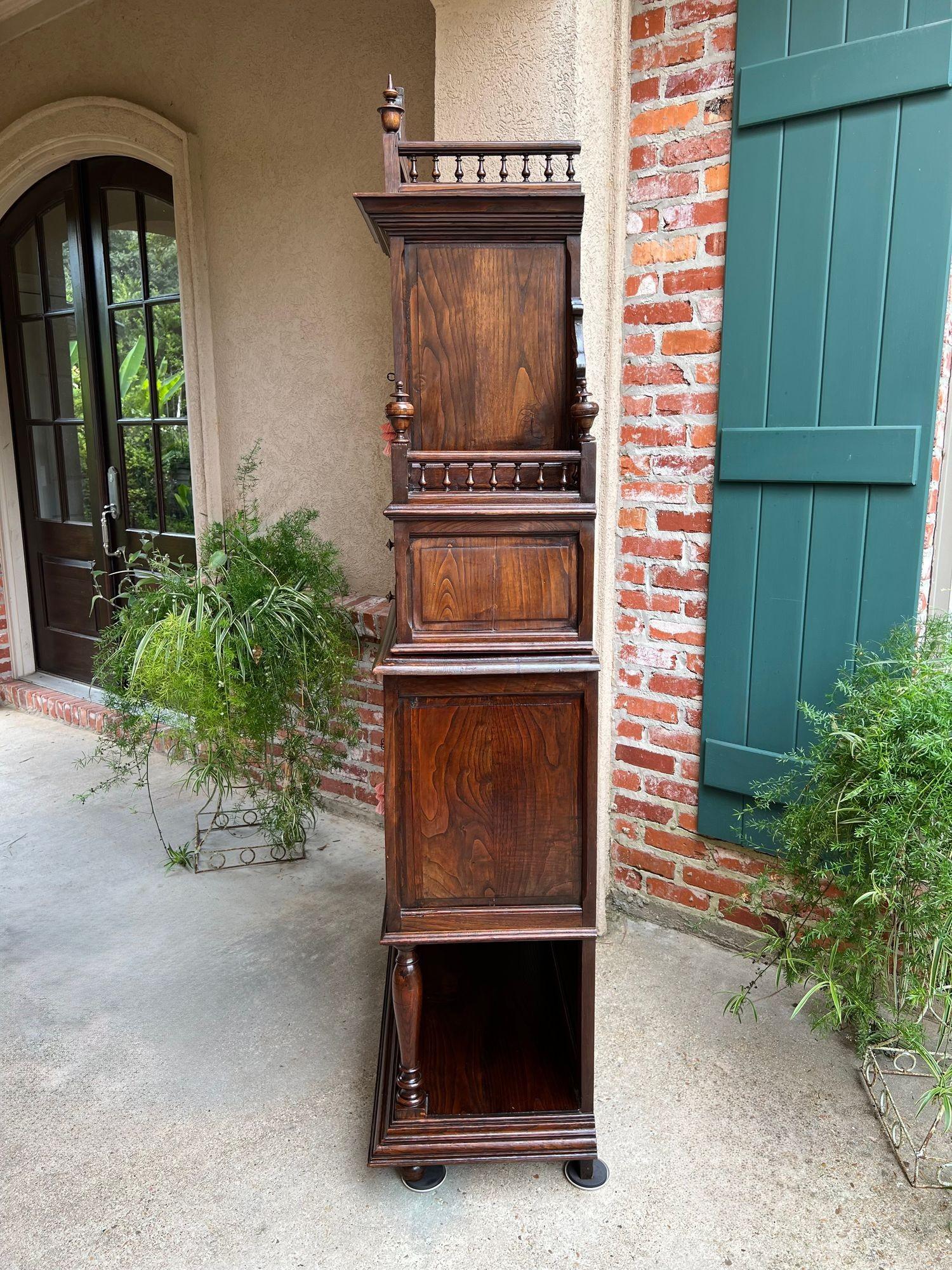 LARGE Antique French Carved Cabinet Bookcase Breton Brittany Display China c1890 For Sale 5