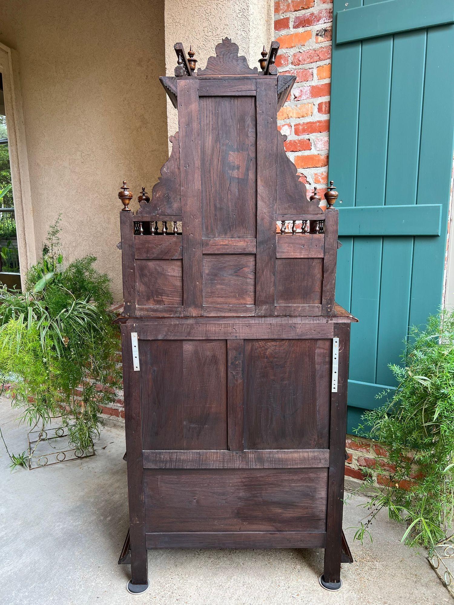 LARGE Antique French Carved Cabinet Bookcase Breton Brittany Display China c1890 For Sale 6