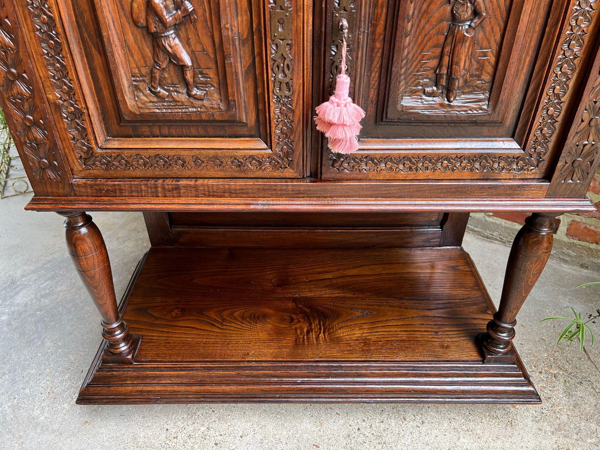 LARGE Antique French Carved Cabinet Bookcase Breton Brittany Display China c1890 For Sale 12