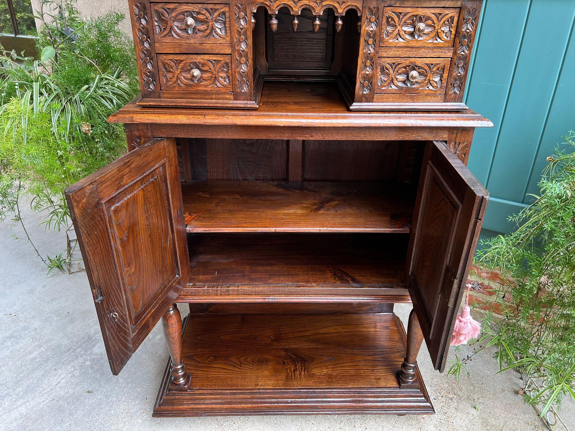 LARGE Antique French Carved Cabinet Bookcase Breton Brittany Display China c1890 For Sale 13