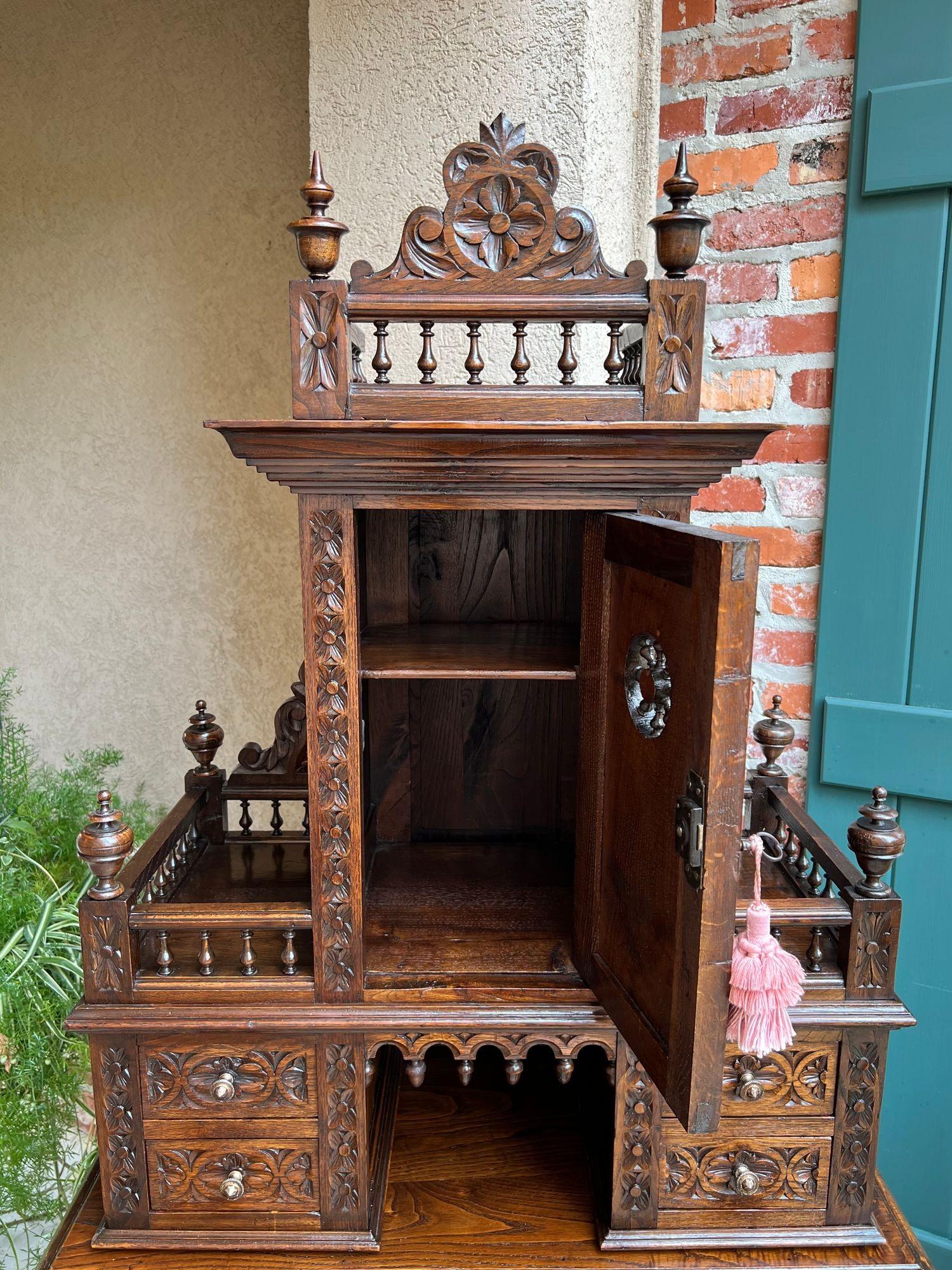 LARGE Antique French Carved Cabinet Bookcase Breton Brittany Display China c1890 For Sale 2