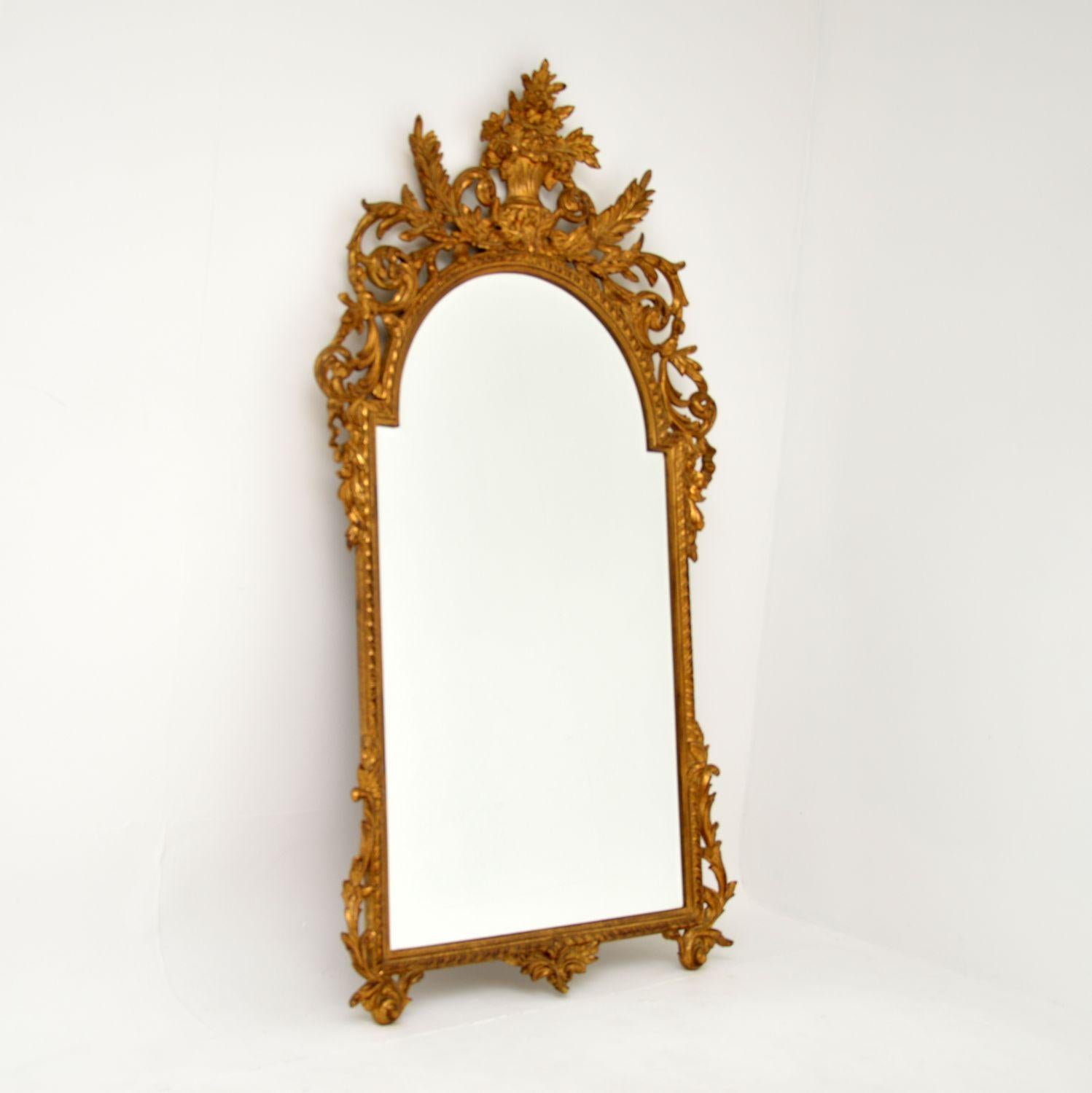 Louis XV Large Antique French Carved Gilt Wood Mirror