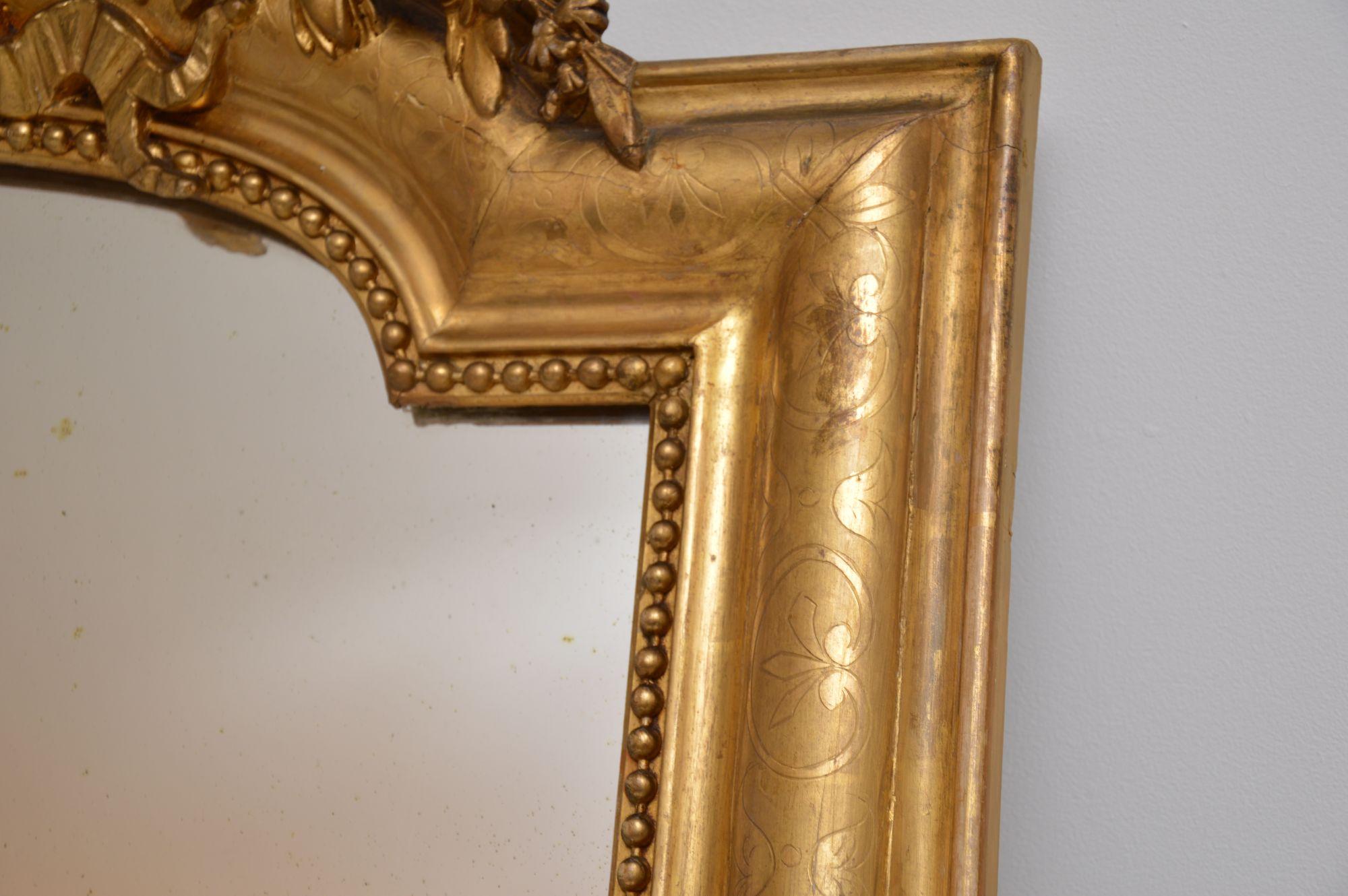 Large Antique French Carved Giltwood Mirror 3
