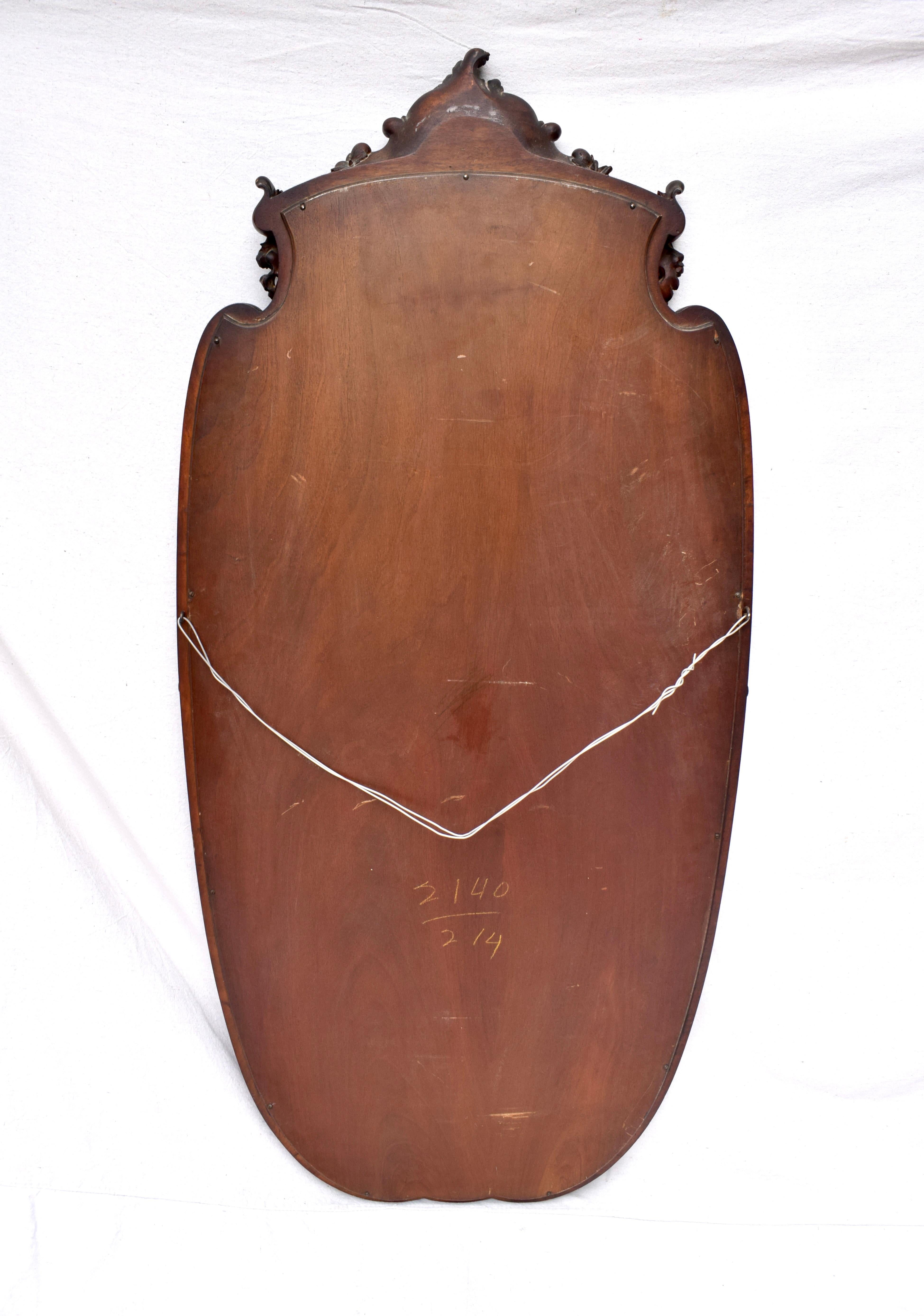 Gran Espejo Francés Antiguo de Caoba Tallada en venta 3