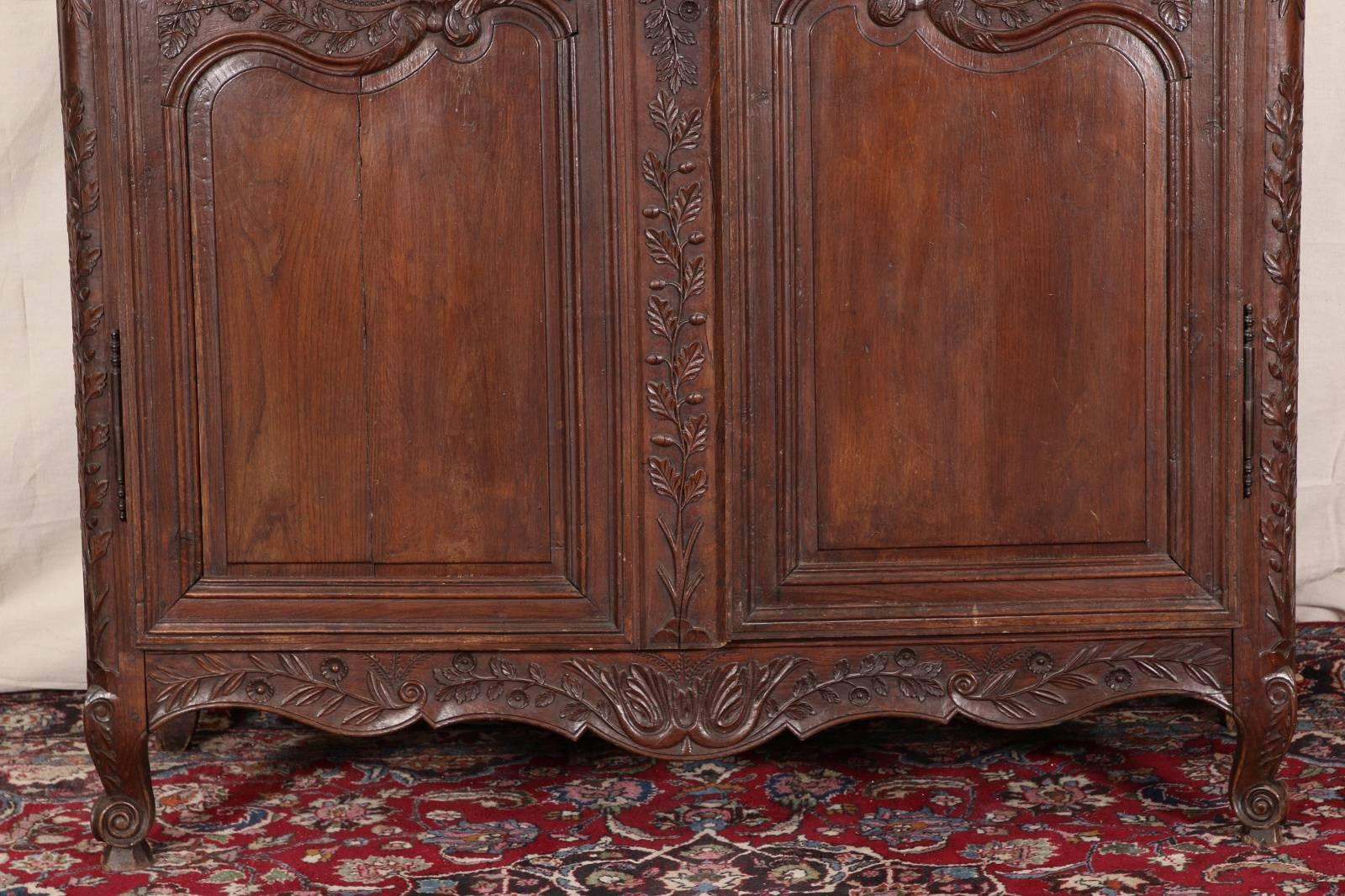 Large Antique French Carved Oak Armoire 11