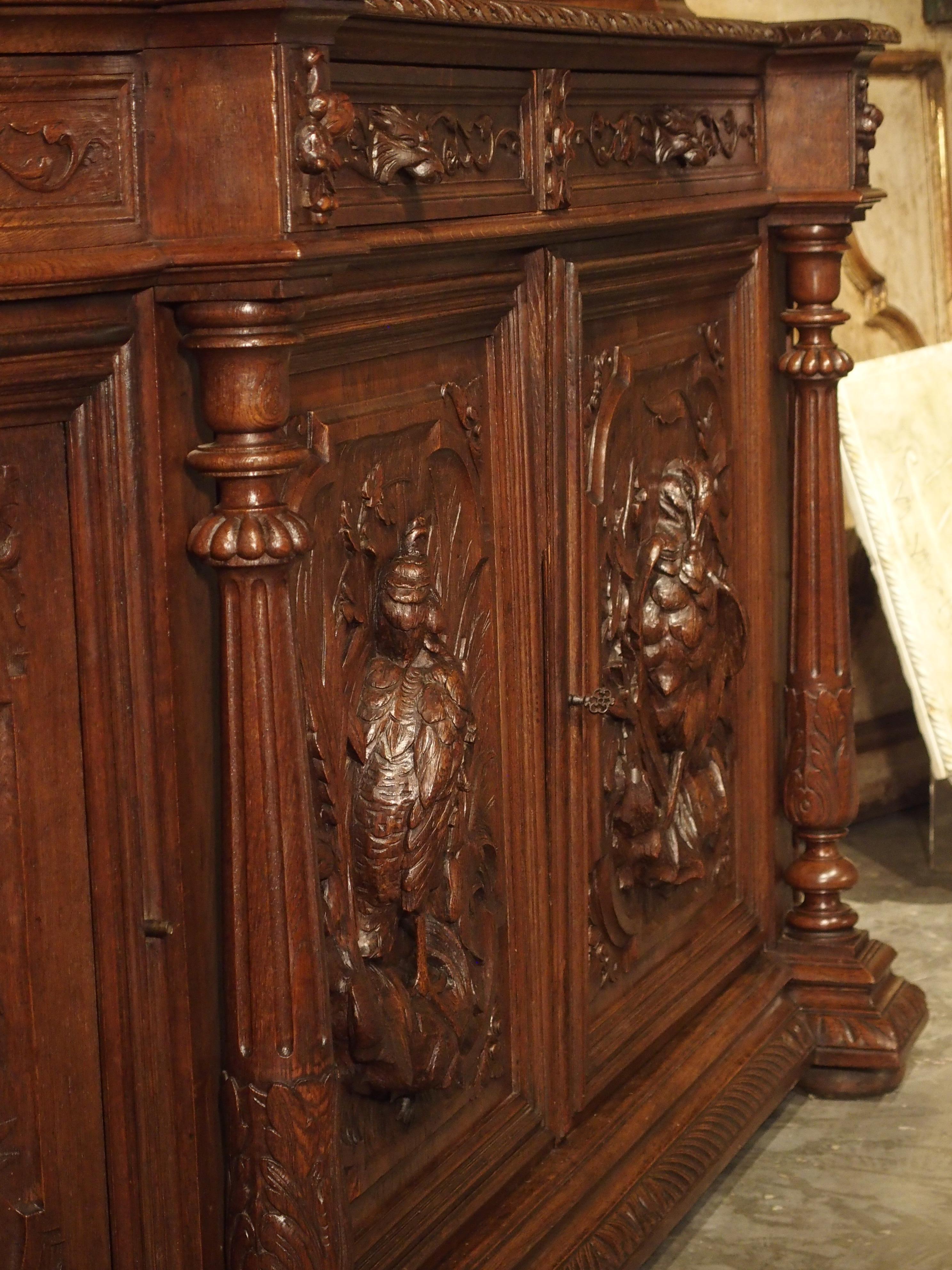 Large Antique French Carved Oak Buffet de Chasse, circa 1880 7