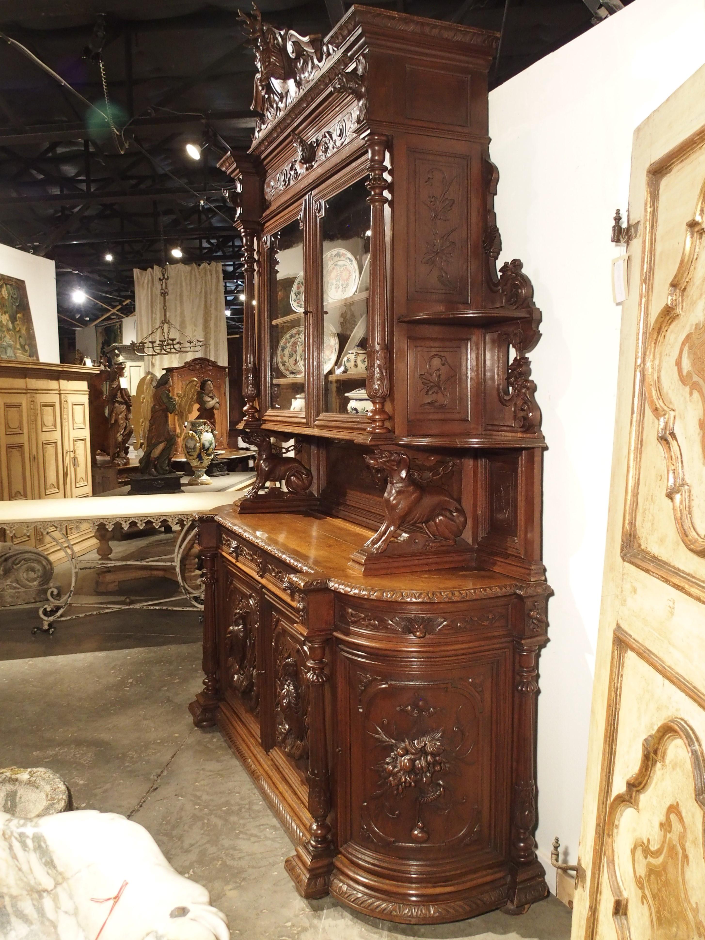 Large Antique French Carved Oak Buffet de Chasse, circa 1880 8