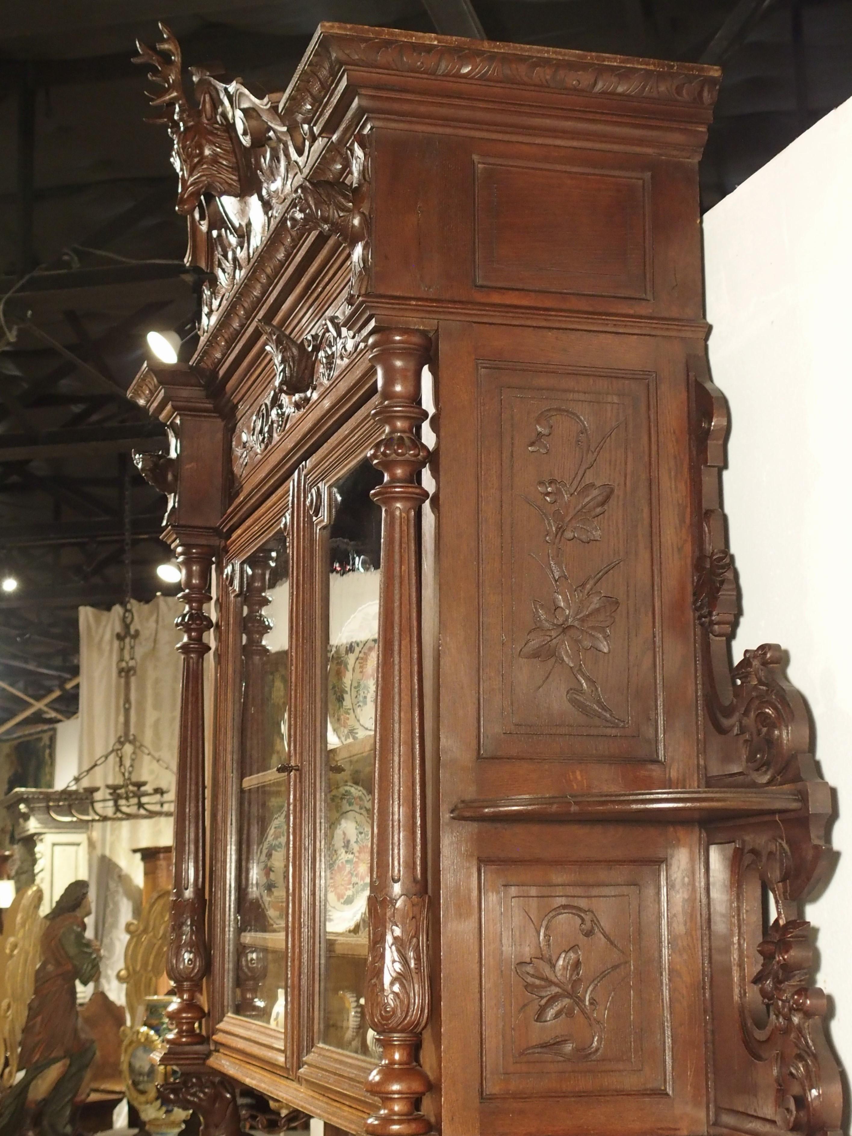Large Antique French Carved Oak Buffet de Chasse, circa 1880 9