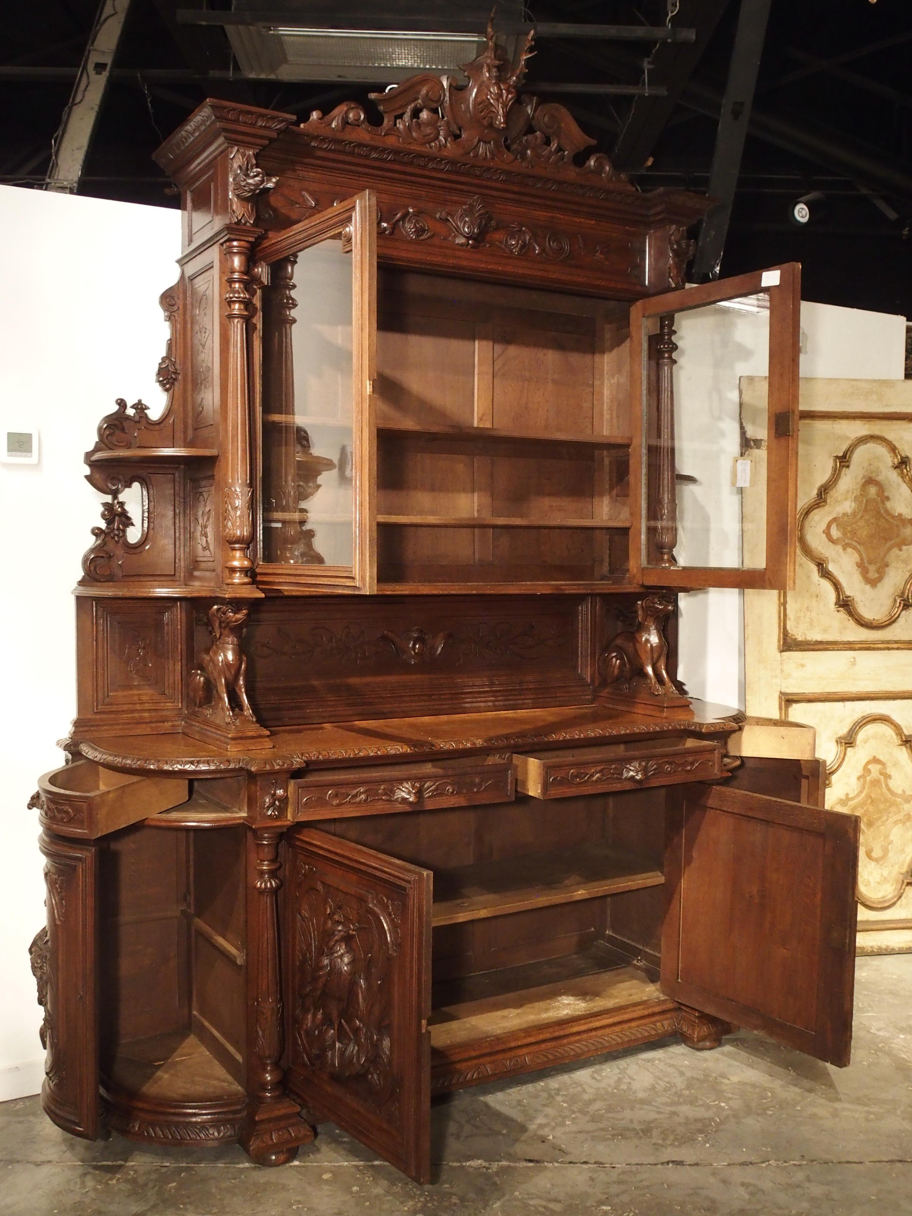 Large Antique French Carved Oak Buffet de Chasse, circa 1880 13