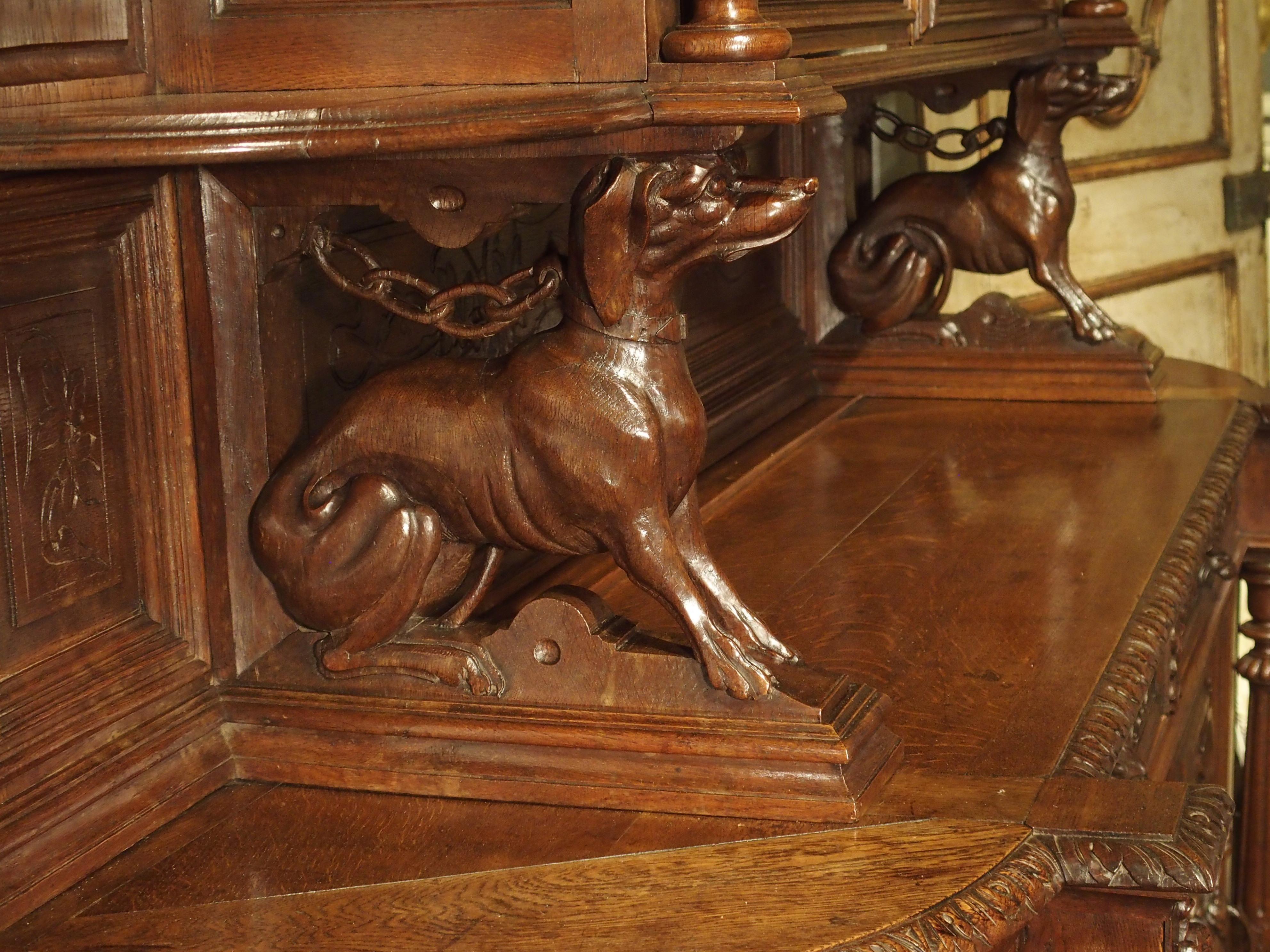 Large Antique French Carved Oak Buffet de Chasse, circa 1880 2