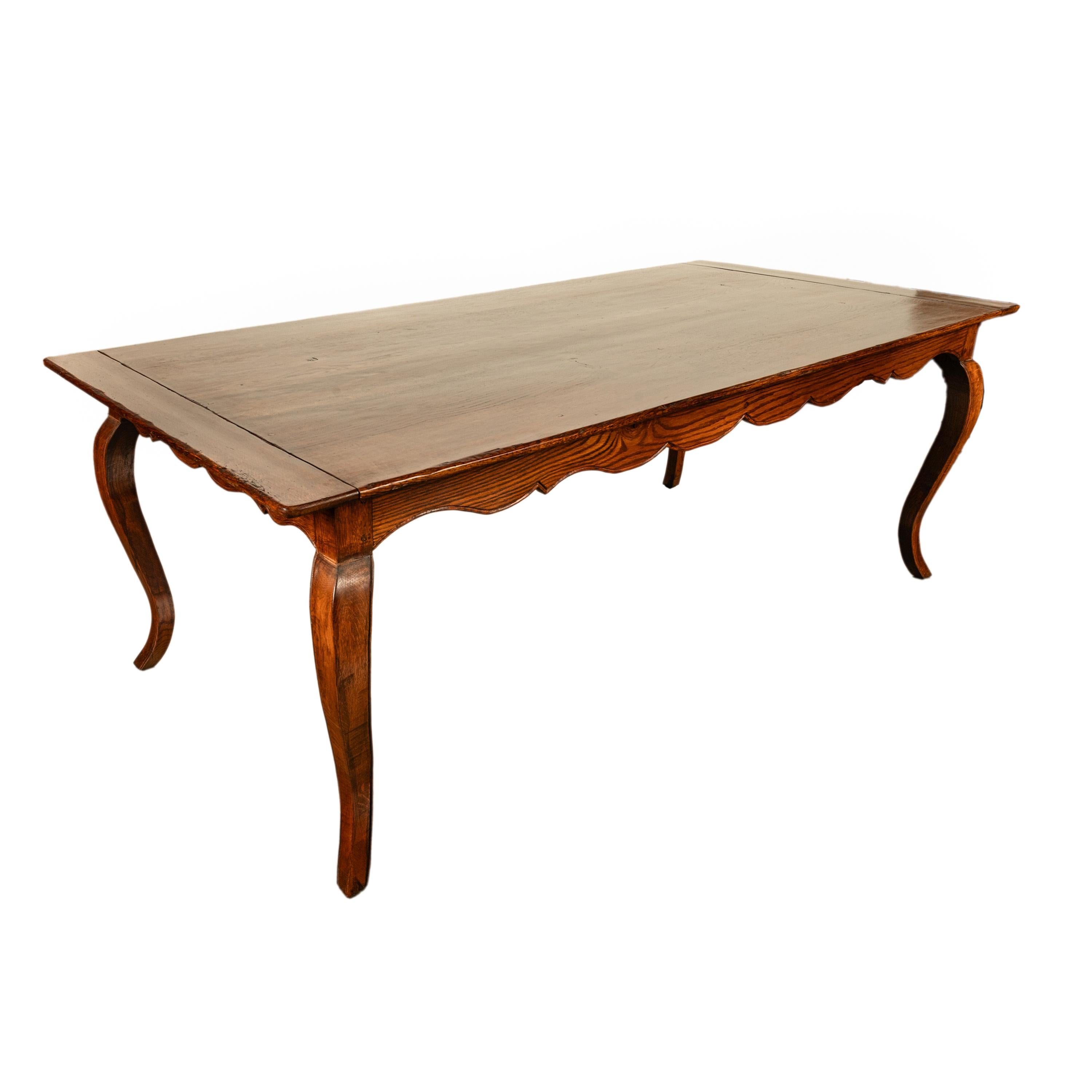 Large Antique French Carved Oak Provincial 7' Long Farmhouse Dining Table 1880 10