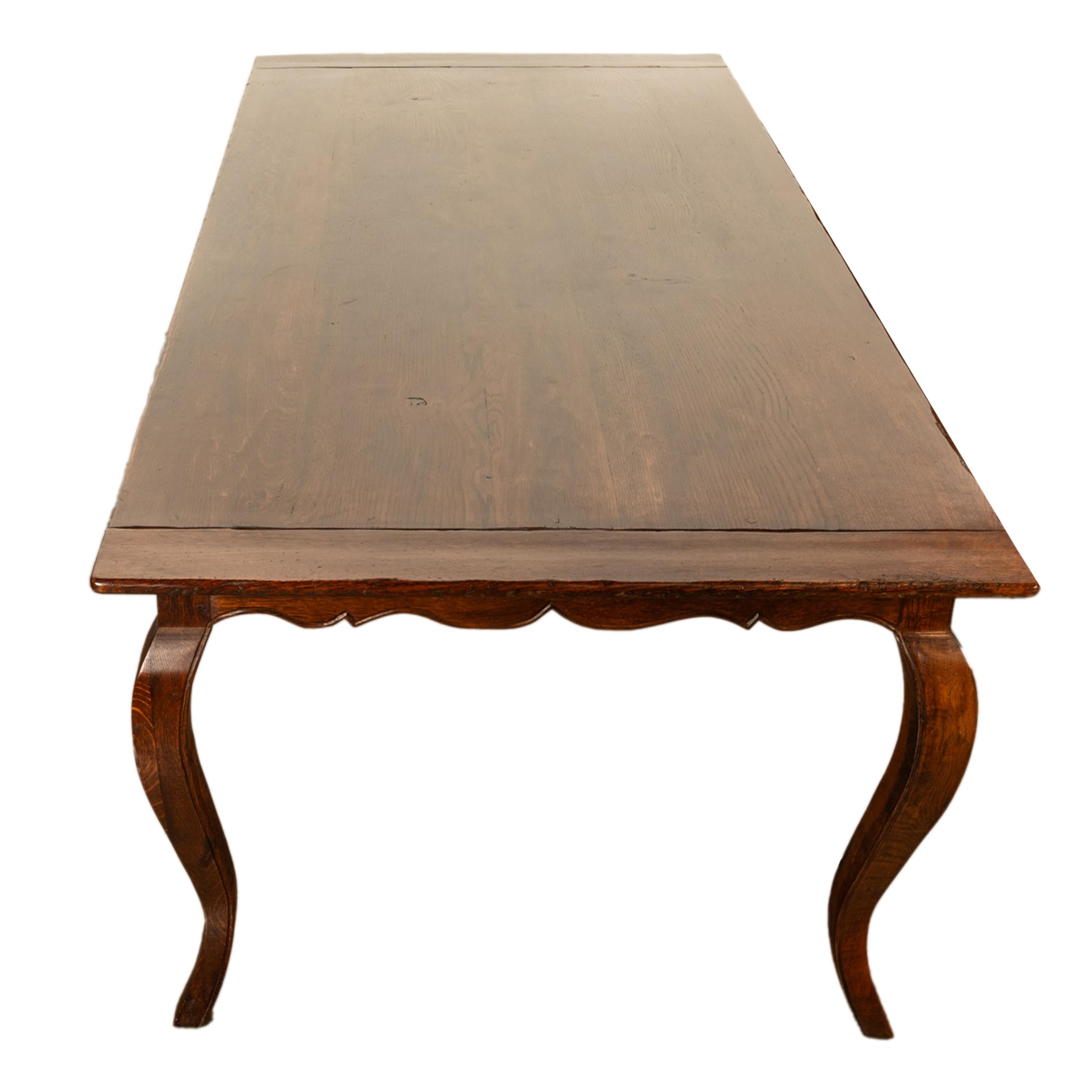 Late 19th Century Large Antique French Carved Oak Provincial 7' Long Farmhouse Dining Table 1880