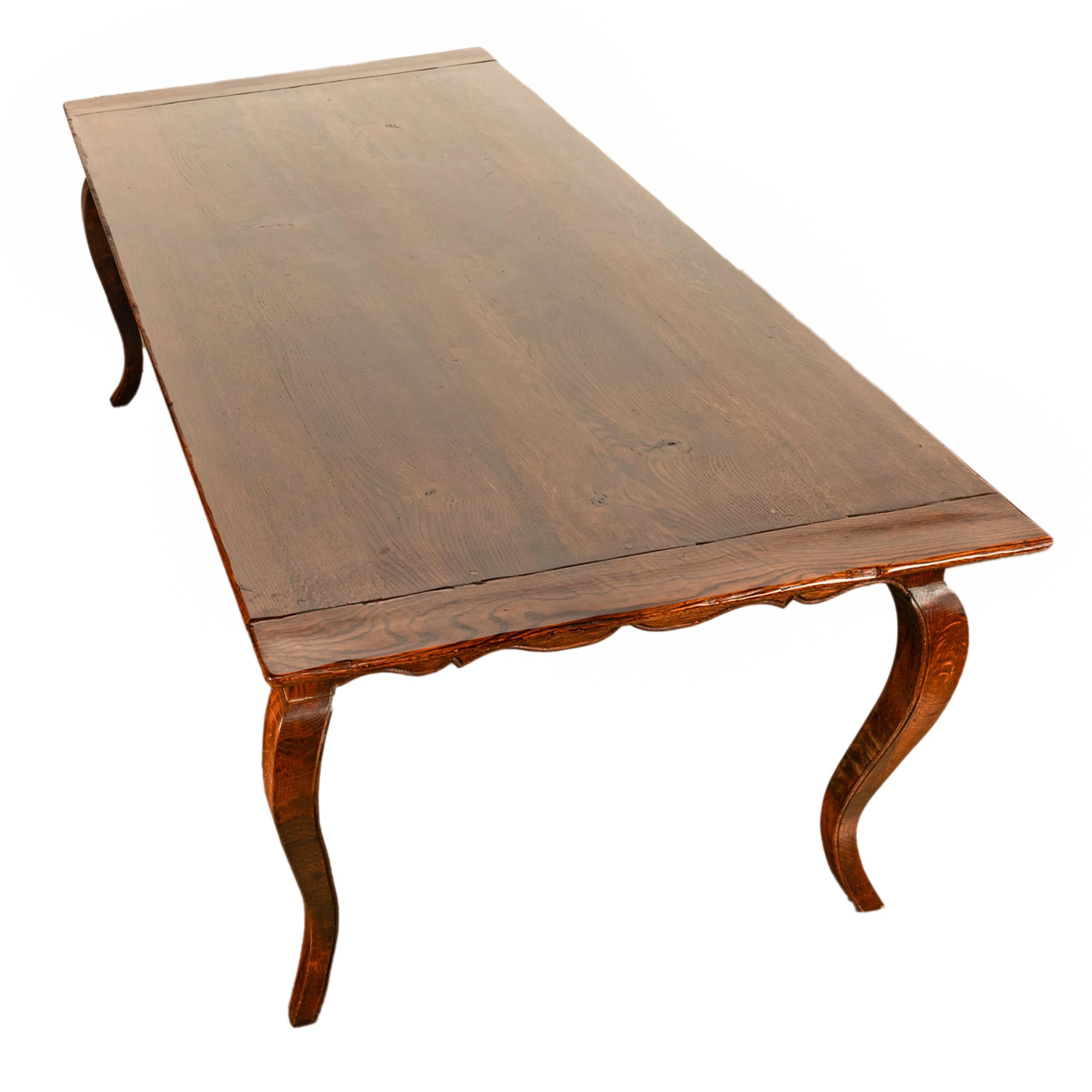 Large Antique French Carved Oak Provincial 7' Long Farmhouse Dining Table 1880 2