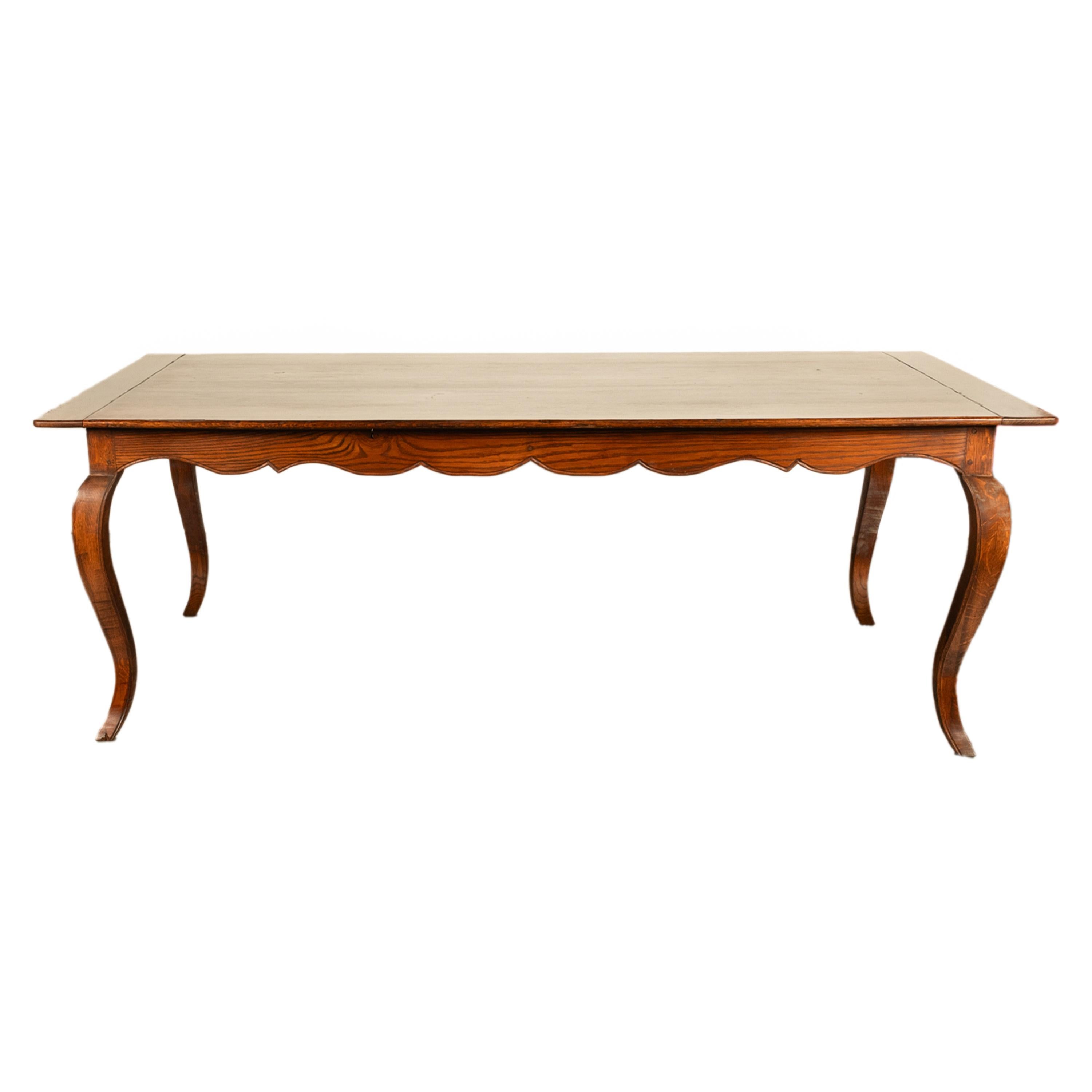 Large Antique French Carved Oak Provincial 7' Long Farmhouse Dining Table 1880 4