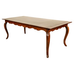 Large Antique French Carved Oak Provincial 7' Long Farmhouse Dining Table 1880