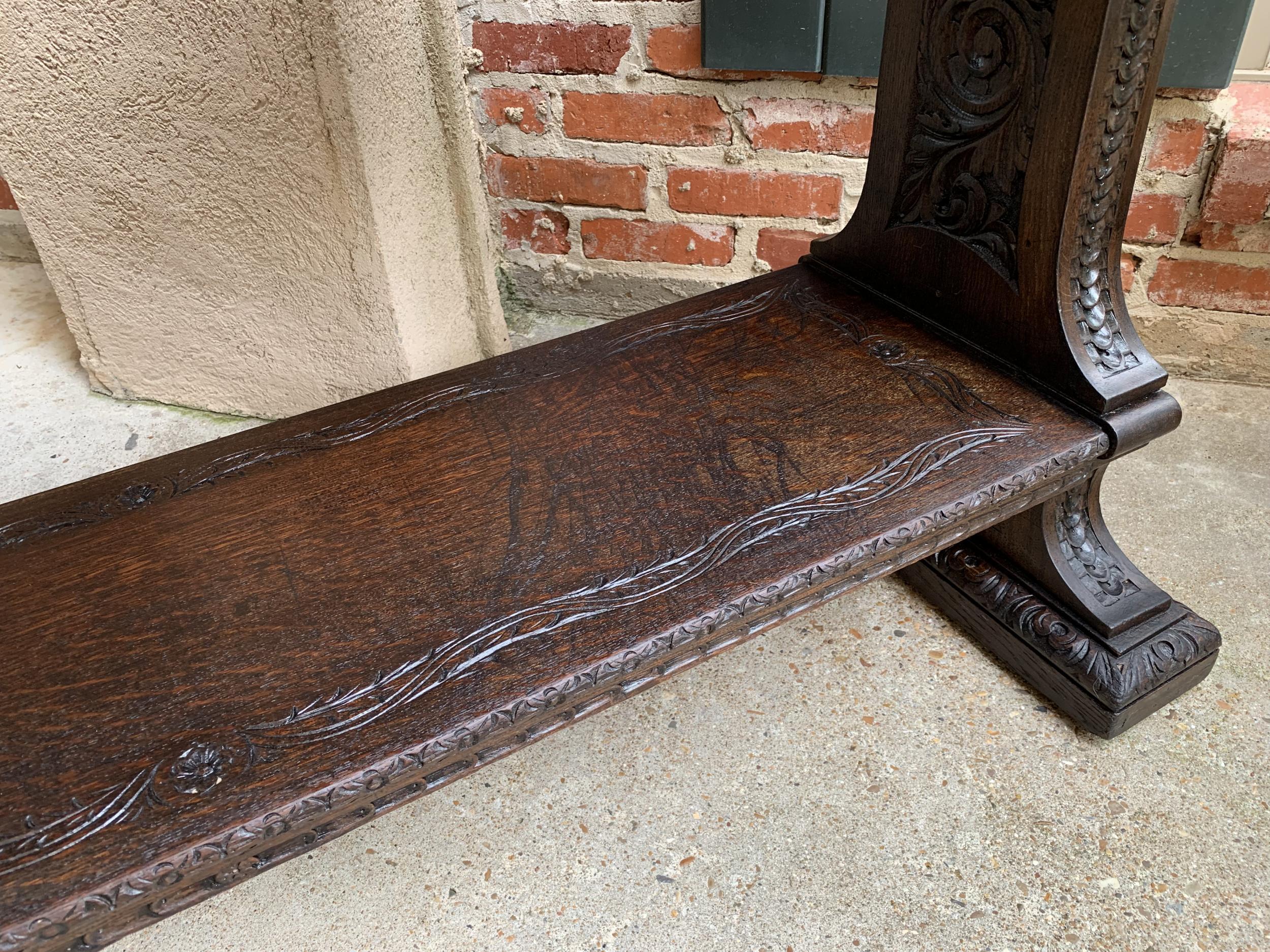 Large Antique French Carved Oak Sofa Table Foyer Console Trestle Black Forest 13