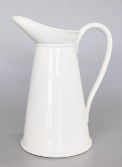 Large Antique French Choisy Le Roi White Ironstone Pitcher, circa 1880
